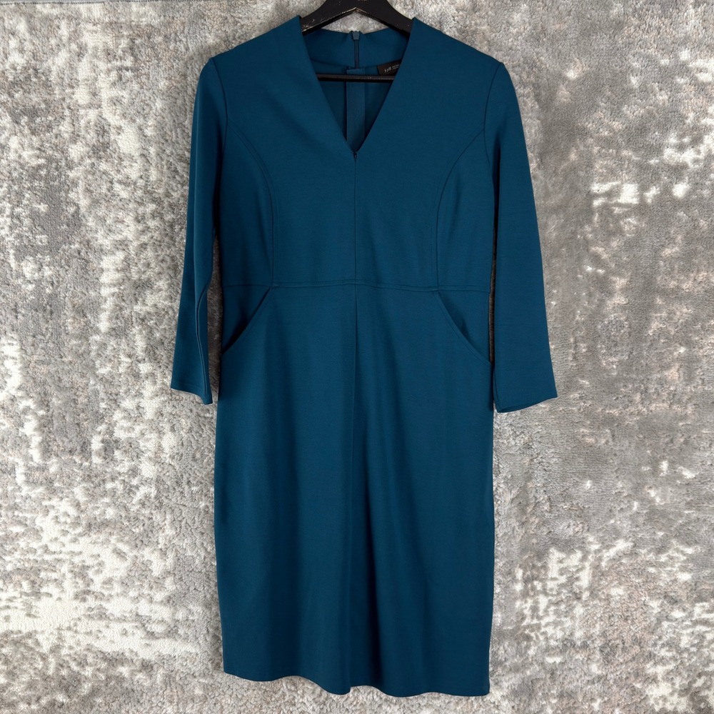 J. Jill Petites Size XSP Wearever Collection V-Neck Sheath Dress Teal 3/4 Women